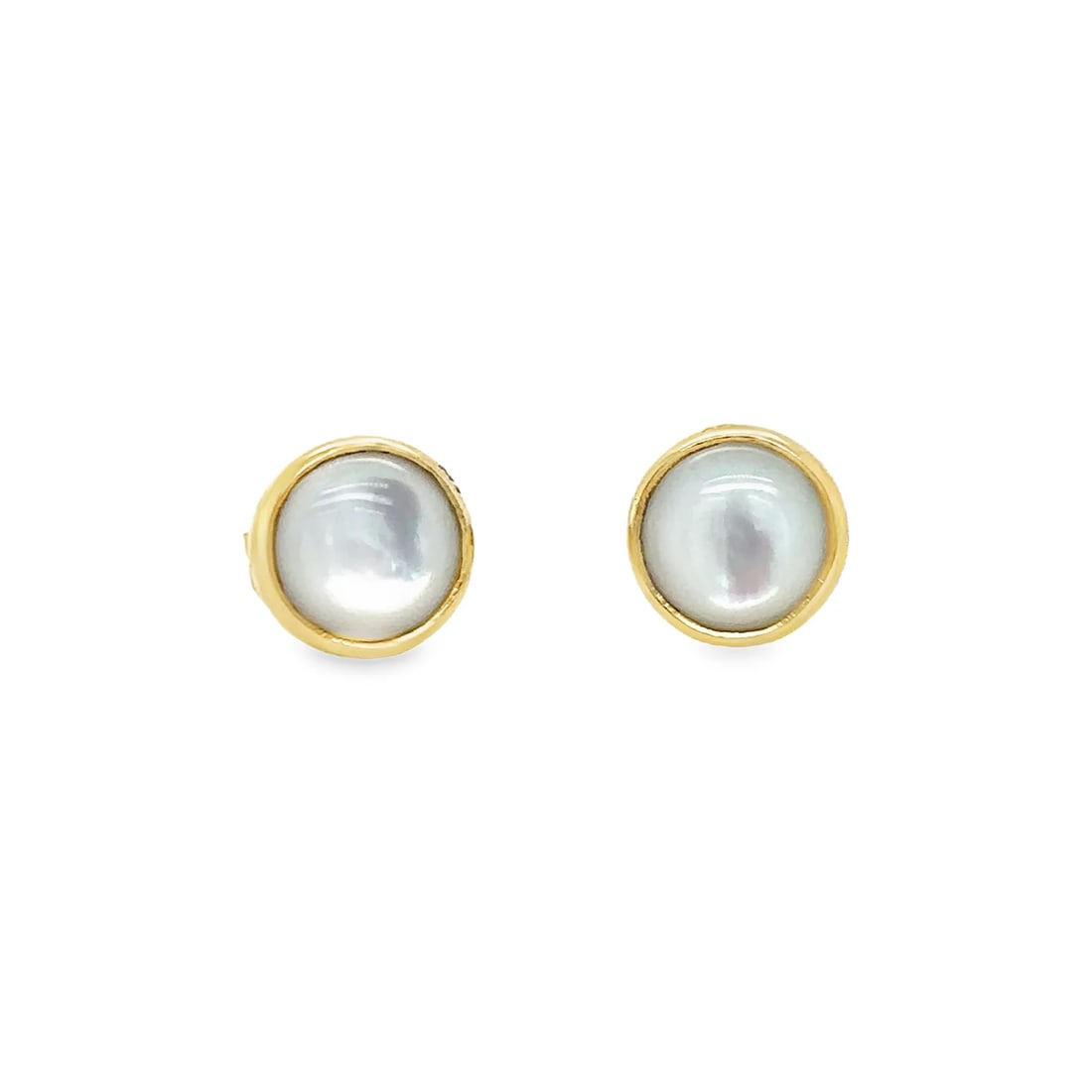 14KT Yellow Gold Mother of Pearl Earring Studs 1.74 grams