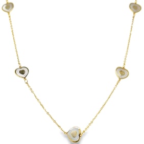 14KT Yellow Gold Mother of Pearl Heart Necklace 18" 3.50 grams