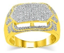 10K Yellow Gold 0.72ct Diamond Men’s Micropavé Statement Ring 6.12 grams