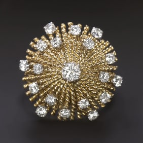 Vintage 18K Yellow Gold & Platinum 1.10ct Diamond Braided Cocktail Ring – French Estate