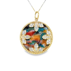 14K Yellow Gold Oyster Turquoise Pendant 2.46g