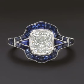 14k White Gold Diamond Sapphire Halo Ring 4.0 grams