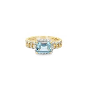 14k Gold Aquamarine Diamond Ring