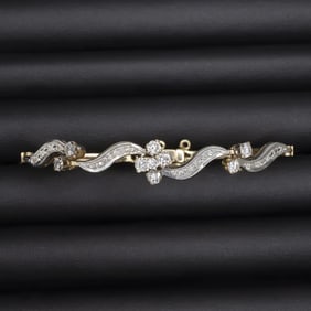 14K Gold Mid-Century Diamond Cluster Bracelet
