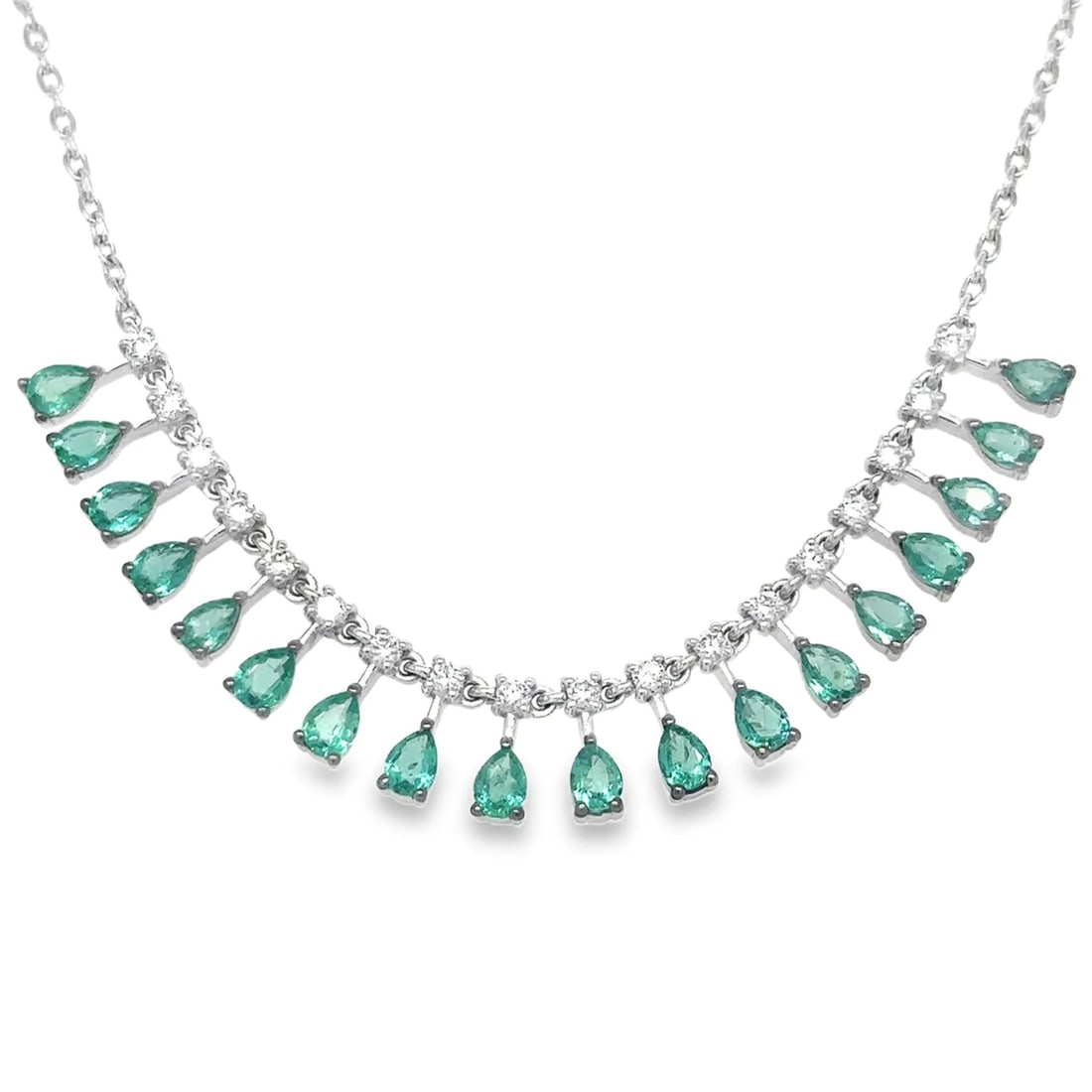 18K White Gold Emerald & Diamond Necklace (1 of 2)