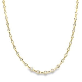 14KT Yellow Gold Diamond Bezel Necklace