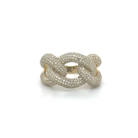 14KT Yellow Gold Diamond Cuban Link Ring 4.77 grams