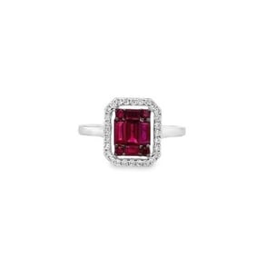 14k White Gold Ruby & Diamond Ring