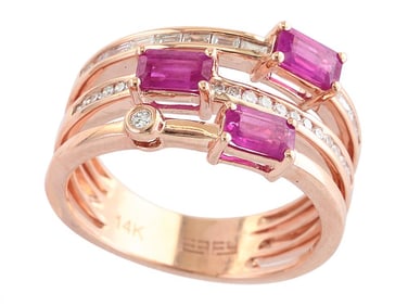 EFFY 14k Rose Gold Diamond Ruby Ring