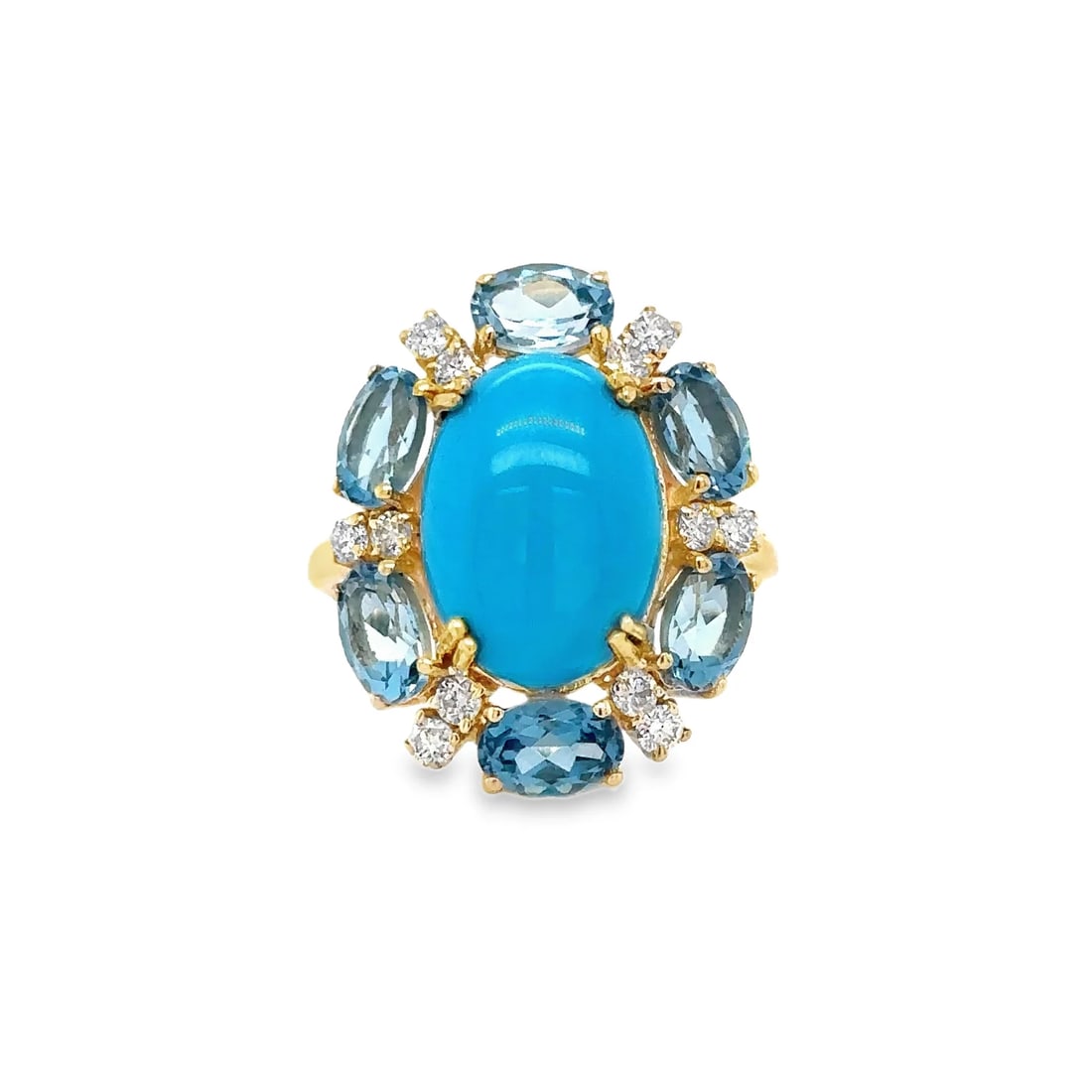 14k Yellow Gold Topaz Turquoise Diamond Ring (1 of 5)