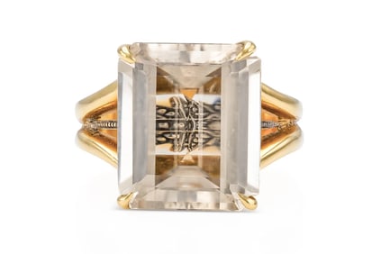 H.Stern 18k Gold Square Topaz Diamond Ring