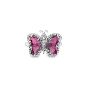 14k White Gold Watermelon Tourmaline Ring