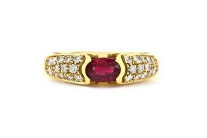 Vintage 18k Gold 0.60ct Ruby Diamond Ring