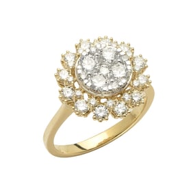 14k Yellow Gold 1.85ctw Diamond Cluster Ring