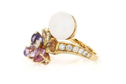 Bvlgari 18K YG Pearl Sapphire Diamond Ring
