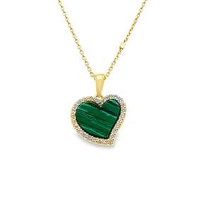14KT Yellow Gold Emerald Necklace & Malachite Pendant