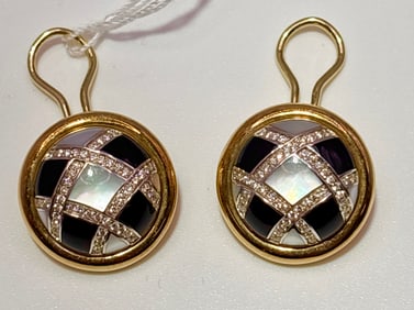 Asch Grossbardt 18K White Gold Diamond Inlay Earrings