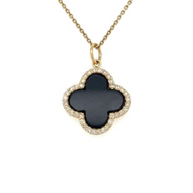 14KT Yellow Gold Black Onyx Diamond Pendant