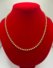 14k Yellow Gold 20in Textured Beaded Necklace 18.7g