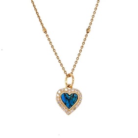 14KT Yellow Gold Mohave Turquoise Diamond Heart Pendant