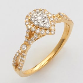 14KY Diamond Pear Cluster Ring