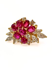 Burma Ruby 7ct Diamond 6ct 18K Gold Clip Earrings