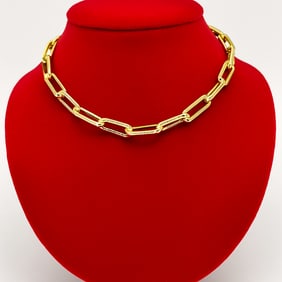 14K Yellow Gold Paperclip Chain Necklace 16" 15.9 grams