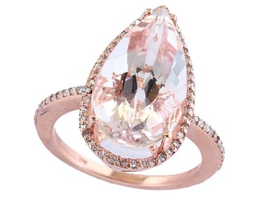 Effy 14K Rose Gold Diamond Morganite Ring
