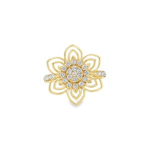 Diamond Flower Ring 14K Yellow Gold