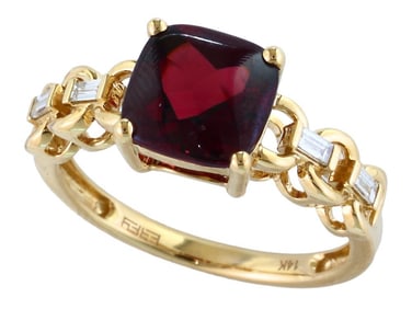 Effy 14K Yellow Gold Garnet Diamond Ring