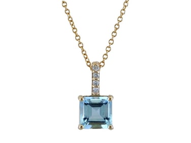 Effy 14K Yellow Gold Aquamarine Diamond Pendant