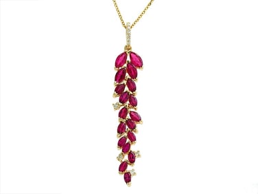 Effy 14K Yellow Gold Ruby Diamond Pendant