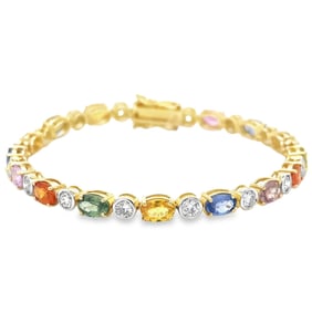 14k Two-Tone Multi-Sapphire Diamond Bracelet