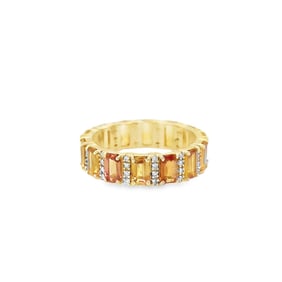 14k Yellow Gold Orange Sapphire Diamond Ring