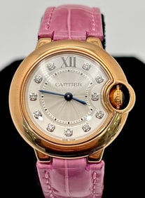 Cartier 18k Rose Gold Diamond Ballon Bleu Watch