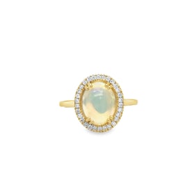 14KT Yellow Gold Opal and Diamond Ring