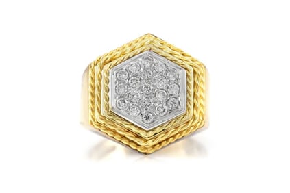 Vintage 18k Yellow Gold & Brilliant Cut Diamond Ring