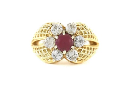 Estate 14k Gold Ruby Diamond Ring