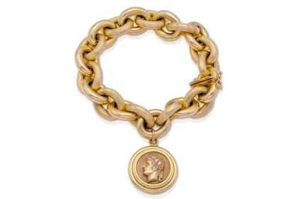 Vintage 14k Gold Caesar Charm Bracelet 49 grams