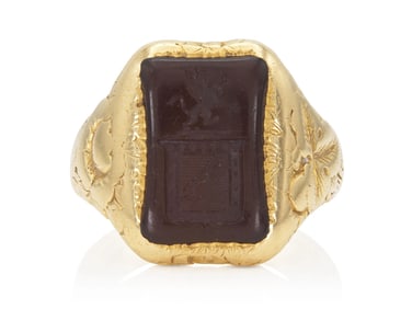 Circa 1942 Tiffany & Co. 18k Gold Carnelian Intaglio Ring