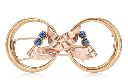 Cartier 14k Gold Sapphire Retro Hair Pin
