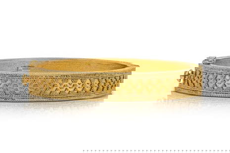 Lalaounis 18k Yellow Gold Bangle Bracelet: Vintage 1960s hinged bangle bracelet by renowned Greek designer Ilias Lalaounis, crafted in 18k yellow gold. - Finely crafted in 18k Yellow Gold - Signed by Lalaounis - Circa 1960s - Hinged design wit