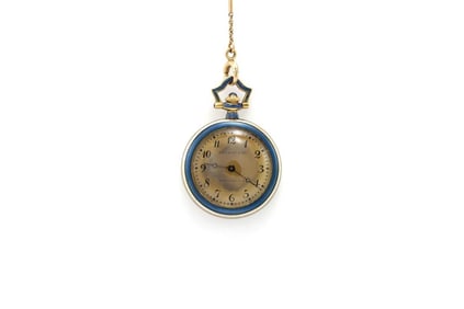 Tiffany & Co. 18k Gold Blue Enamel Pendant Watch