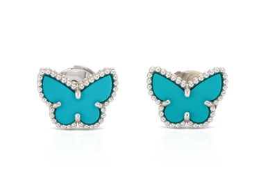 Van Cleef & Arpels 18k White Gold Turquoise Earrings
