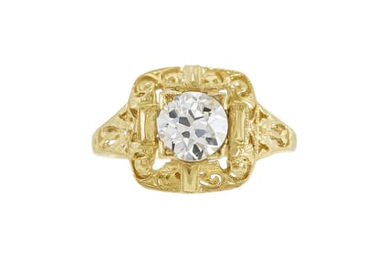 Edwardian 18k Yellow Gold Old European Diamond Ring