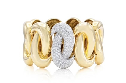 Charles Turi 18k Gold Platinum 10ct Diamond Bracelet