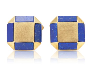 14k Rose Gold Lapis Lazuli Cufflinks