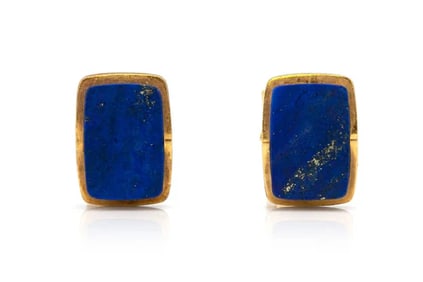 Vintage 18k Yellow Gold Lapis Lazuli Cufflinks