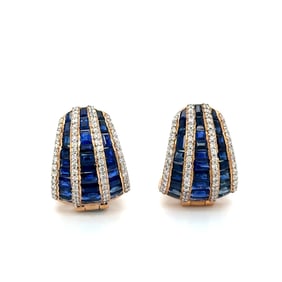 18k Rose Gold Sapphire Diamond Earrings
