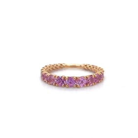 18k Rose Gold Pink Sapphire Band Ring